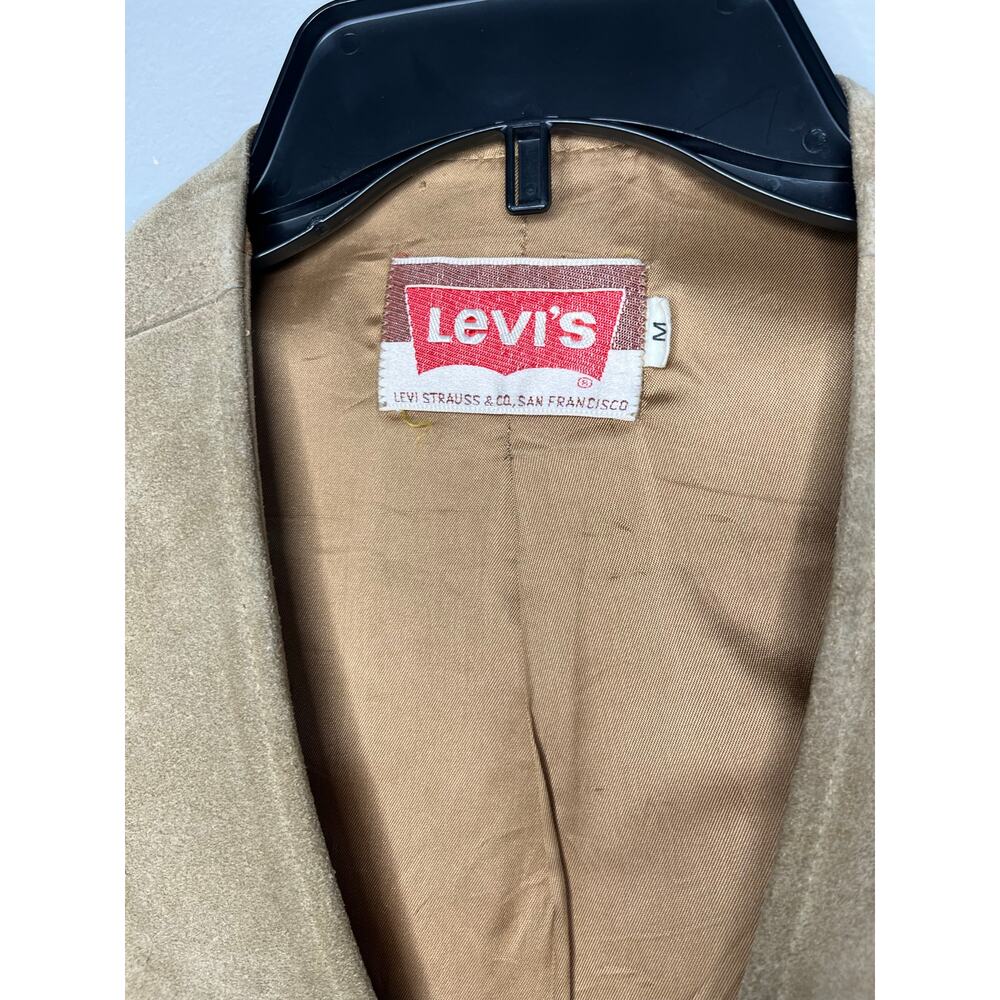 Vintage 70s Levi’s Tan Suede Leather Vest Western Graphic Back Size Medium - Picture 7 of 7